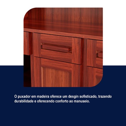 Armário de Cozinha Maranhão 8 Portas 4 Gavetas com Vidro Mel - Rodmóveis