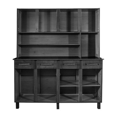 Armário de Cozinha Maranhão 8 Portas 4 Gavetas com Vidro Imbuia Natural - Rodmóveis