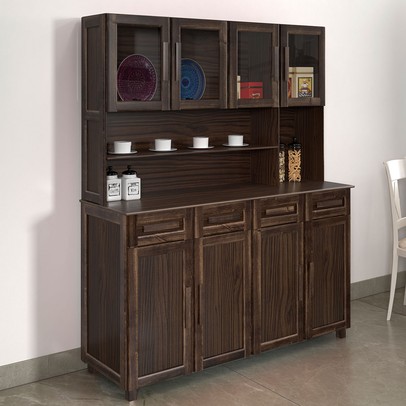 Armário de Cozinha Maranhão 8 Portas 4 Gavetas com Vidro Imbuia Natural - Rodmóveis