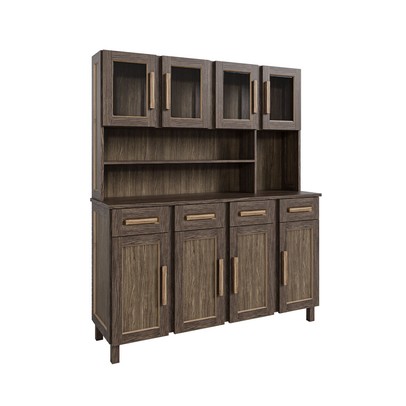 Armário de Cozinha Maranhão 8 Portas 4 Gavetas com Vidro Imbuia Natural - Rodmóveis