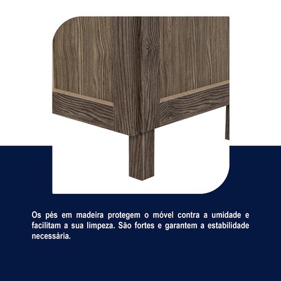 Armário de Cozinha Maranhão 8 Portas 4 Gavetas com Vidro Imbuia Natural - Rodmóveis