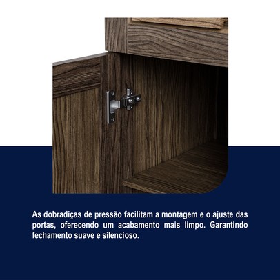 Armário de Cozinha Maranhão 8 Portas 4 Gavetas com Vidro Imbuia Natural - Rodmóveis