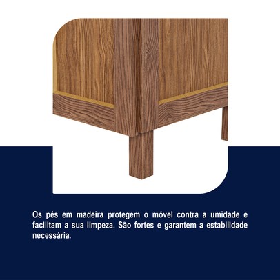 Armário de Cozinha Maranhão 8 Portas 4 Gavetas com Vidro Ypê - Rodmóveis