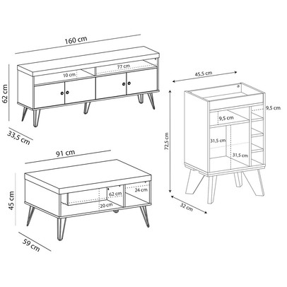 Sala de Estar Completa para TV Até 60 Polegadas Liberty Preto - Panorama Móveis