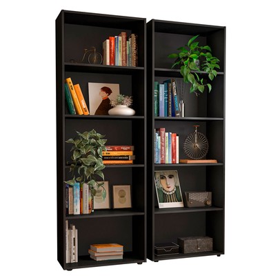 Estante para Livros Multy 8 Prateleiras Preto - Panorama Móveis