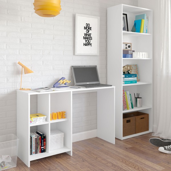 Escritório Completo Matrix 4 Prateleiras 4 Nichos Branco - Panorama Móveis