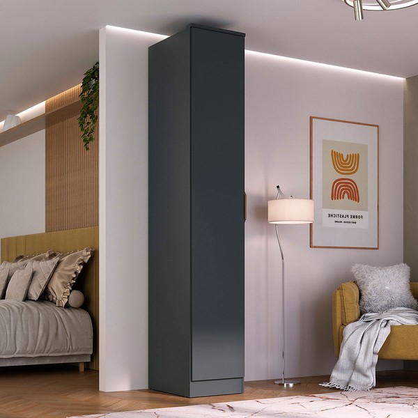 Guarda-Roupa Solteiro Ravi 1 Porta 5 Prateleiras 100% Mdf Grafitto - Mambel