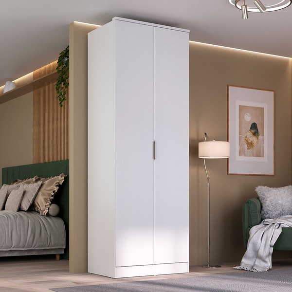 Guarda-Roupa Solteiro Ravi 2 Portas 2 Gavetas 100% Mdf Branco - Mambel