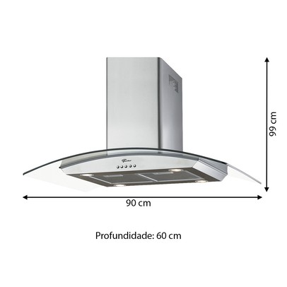 Coifa de Ilha Island com Vidro 90cm 220v Inox - Fischer