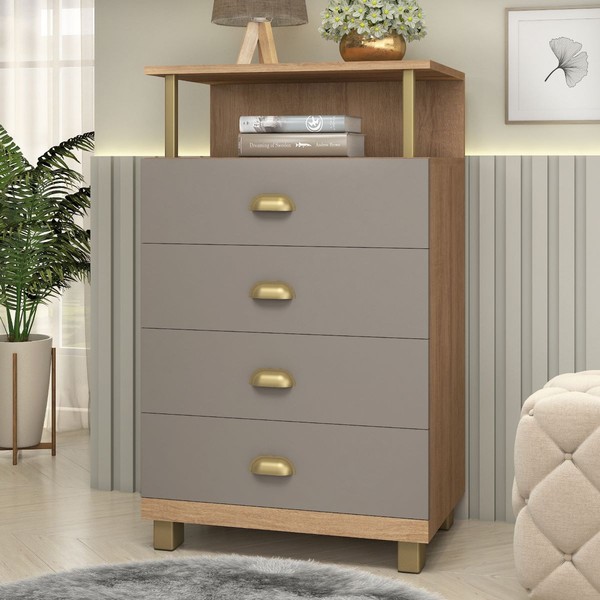 Cômoda 4 Gavetas Mel/Fendi - Fellicci