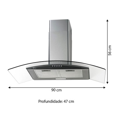 Coifa de Parede Fit com Vidro 90cm 127v Inox - Fischer
