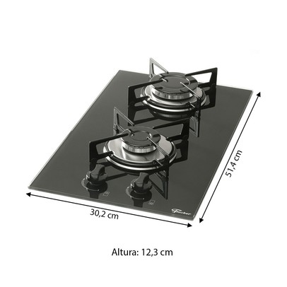 Cooktop 2 Bocas com Vidro Preto - Fischer