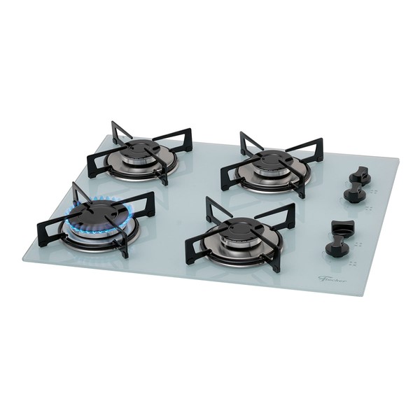 Cooktop 4 Bocas com Vidro Branco - Fischer