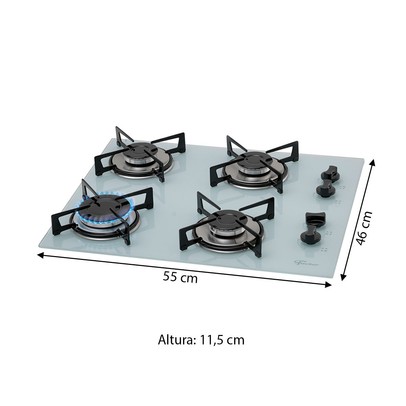 Cooktop 4 Bocas com Vidro Branco - Fischer