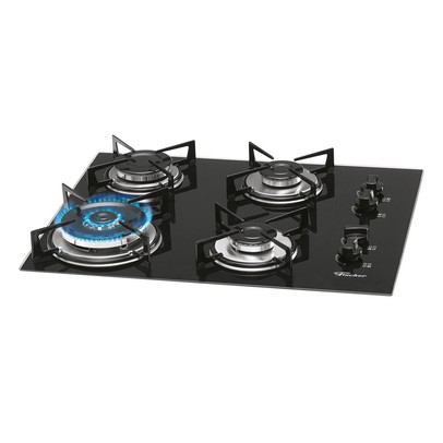 Cooktop 4 Bocas Tripla Chama com Vidro Preto - Fischer