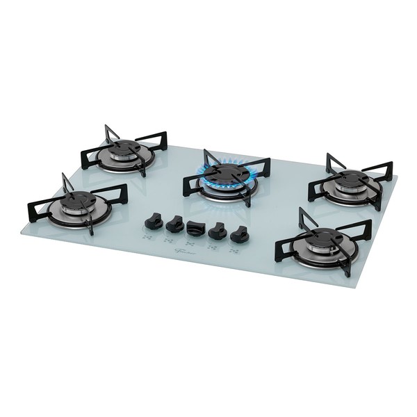 Cooktop 5 Bocas com Vidro Branco - Fischer