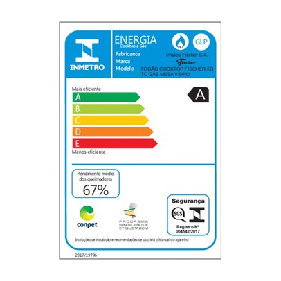 Cooktop 5 Bocas Tripla Chama com Vidro Rouge - Fischer