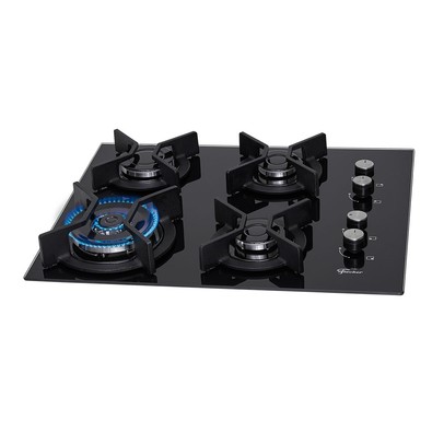 Cooktop 4 Bocas Infinity Tripla Chama com Vidro Preto - Fischer