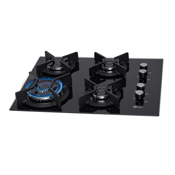 Cooktop 4 Bocas Infinity Tripla Chama com Vidro Preto - Fischer