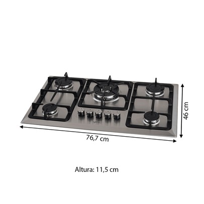 Cooktop 5 Bocas Infinity Tripla Chama Inox - Fischer