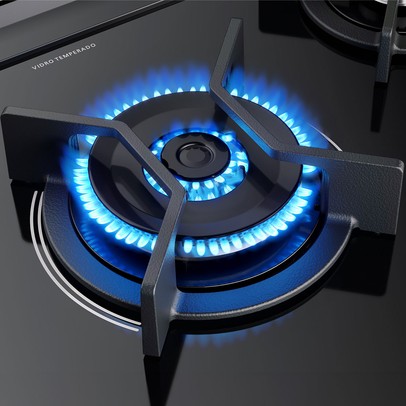 Fogão de Piso 5 Bocas Gran Cheff Tripla Chama com Grill 127v Inox - Fischer