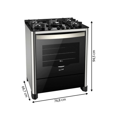 Fogão de Piso 5 Bocas Gran Cheff Tripla Chama com Grill 127v Inox - Fischer