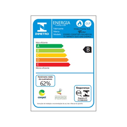 Cooktop 5 Bocas Infinity Duo Tripla Chama com Vidro Preto - Fischer