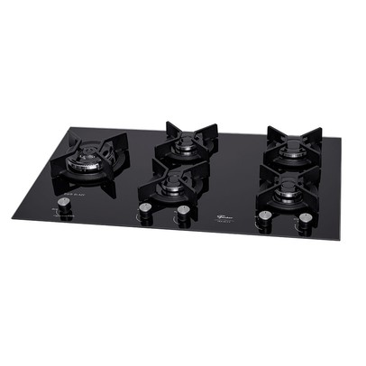 Cooktop 5 Bocas Infinity Duo Tripla Chama com Vidro Preto - Fischer