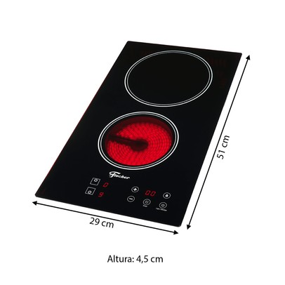 Cooktop 2 Bocas Elétrico Mesa Vitrocerâmica Touch 220v Preto - Fischer