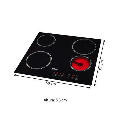 Cooktop 4 Bocas Elétrico Mesa Vitrocerâmica Touch 220v Preto - Fischer