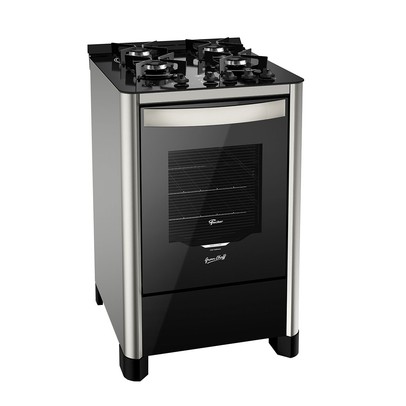 Fogão de Piso 4 Bocas Gran Cheff Gás com Vidro Bivolt Preto - Fischer