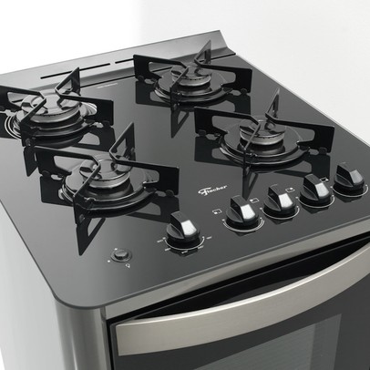 Fogão de Piso 4 Bocas Gran Cheff Gás com Vidro Bivolt Preto - Fischer