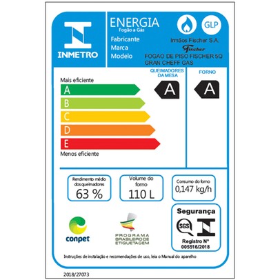 Fogão de Piso 5 Bocas Gran Cheff Gás com Vidro Bivolt Silver - Fischer