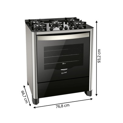 Fogão de Piso 5 Bocas Gran Cheff Gás com Vidro Bivolt Silver - Fischer