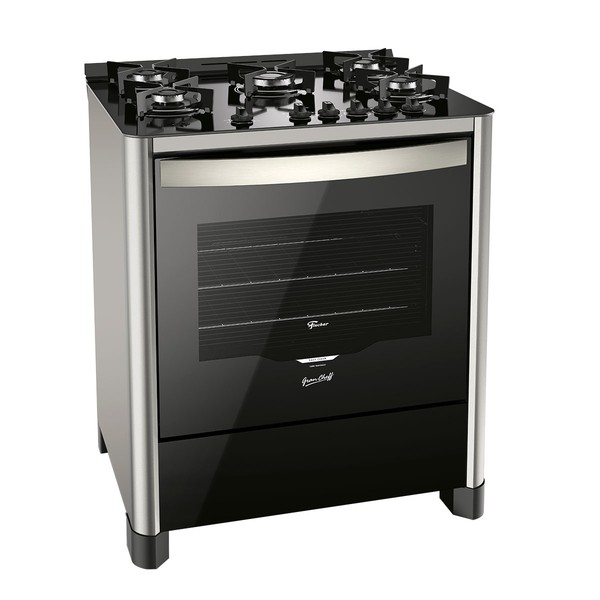 Fogão de Piso 5 Bocas Gran Cheff Gás com Vidro Bivolt Silver - Fischer