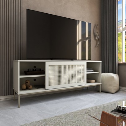 Rack para TV Até 55 Polegadas Heron 1 Porta Off White - Panorama Móveis