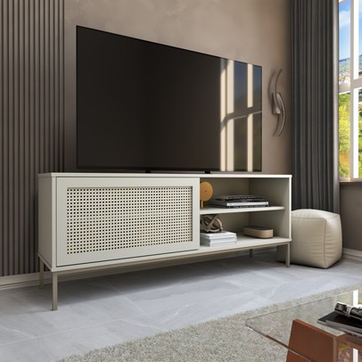 Rack para TV Até 55 Polegadas Heron 1 Porta Off White - Panorama Móveis