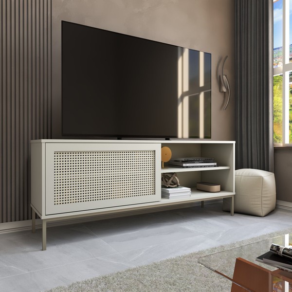 Rack para TV Até 55 Polegadas Heron 1 Porta Off White - Panorama Móveis