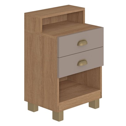 Mesa de Cabeceira 2 Gavetas Mel/Fendi - Fellicci