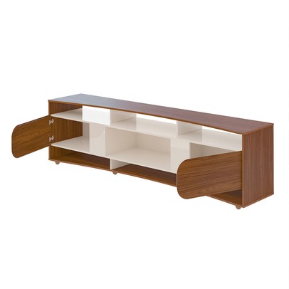 Rack com Painel para TV Até 86 Polegadas Seleto 2 Portas Cedro/Off White - Pnr Móveis