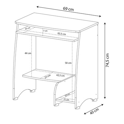 Escritório Completo Multy 6 Prateleiras Preto/Pinho - Pnr Móveis