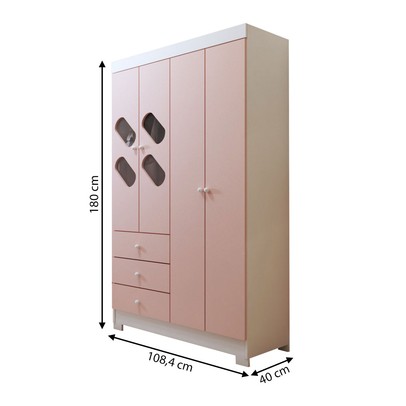 Quarto Infantil Completo Escotilha 5 Portas 7 Gavetas Rosa/Branco - Panorama Móveis