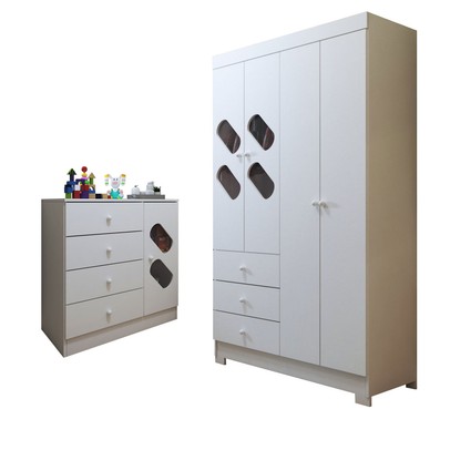 Quarto Infantil Completo Escotilha 5 Portas 7 Gavetas Branco - Panorama Móveis