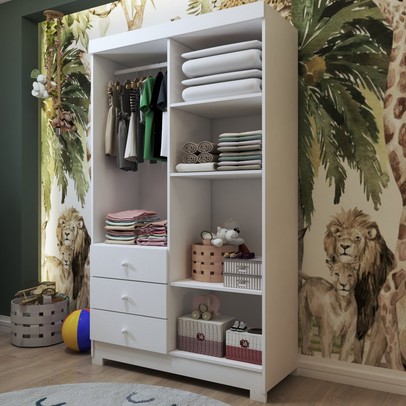 Quarto Infantil Completo Escotilha 5 Portas 7 Gavetas Branco - Panorama Móveis