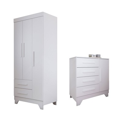 Quarto Infantil Completo Kids 4 Portas 6 Gavetas Branco - Panorama Móveis
