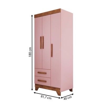 Quarto Infantil Completo Kids 4 Portas 6 Gavetas Rosa/Nature - Panorama Móveis