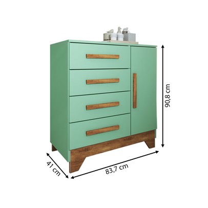 Quarto Infantil Completo Kids 5 Portas 6 Gavetas Verde/Nature - Panorama Móveis