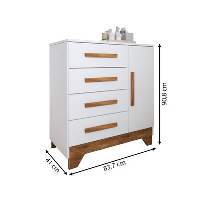 Quarto Infantil Completo Kids 5 Portas 6 Gavetas Branco/Nature - Panorama Móveis