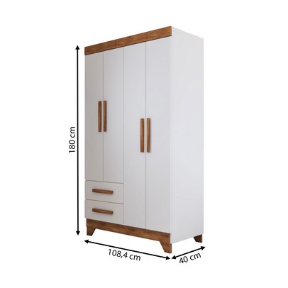 Quarto Infantil Completo Kids 5 Portas 6 Gavetas Branco/Nature - Panorama Móveis