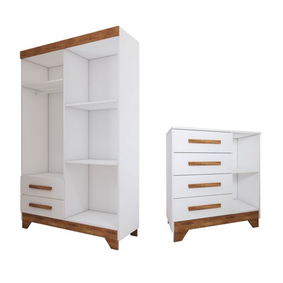 Quarto Infantil Completo Kids 5 Portas 6 Gavetas Branco/Nature - Panorama Móveis